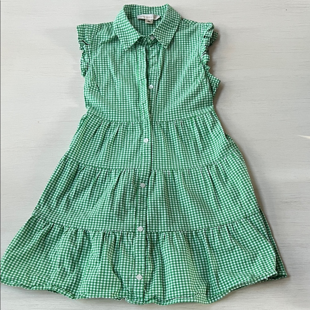 Stylish Green Gingham Mini Dress